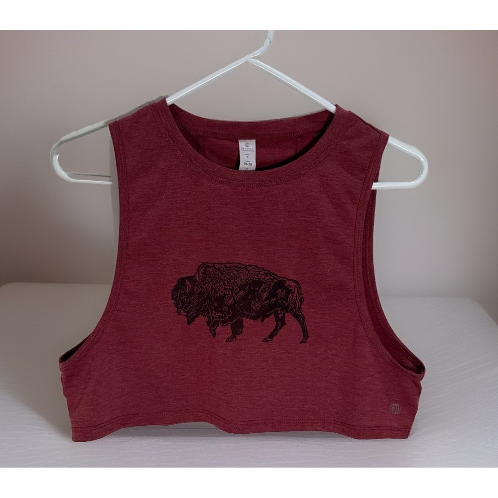 Balance Collection Crop Tank Top Womens Sz Small Red Bison Western Boho